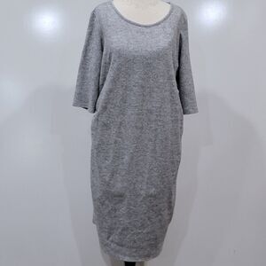 Pink Blush 2XLarge Grey Maternity Fleece Sweatshirt Dress Ruched Minimalist Cozy